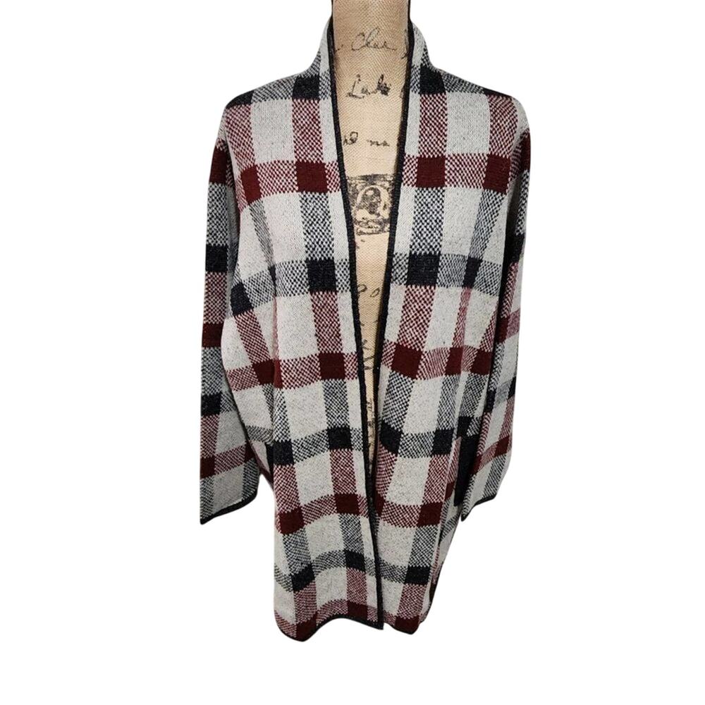 ADRIENNE Vittadini windowpane‎ plaid cardigan sweater plus size 3X NEW!!!